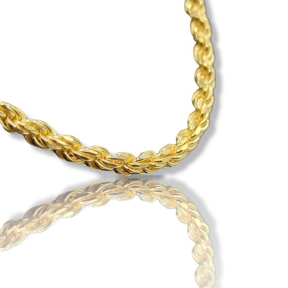 22" x 5mm 14K Vermeil Yellow Gold Finish Over S925 Sterling Silver Rope Chain. - Picture 5 of 14